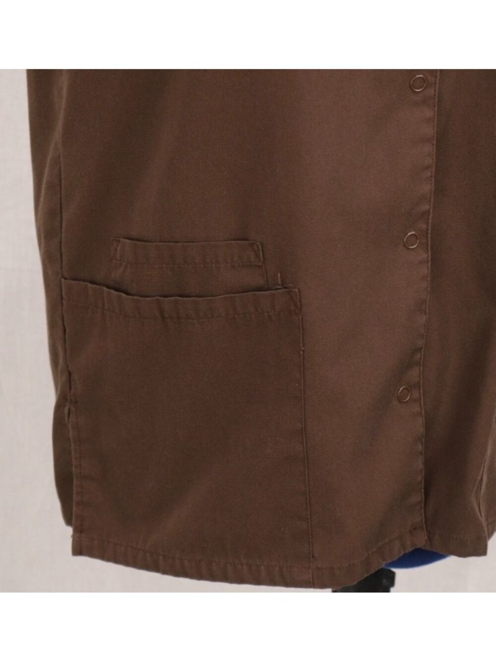 Scrub Top Womens XS Brown Snap Front Lab Medical Gorpcore Workwear Layering VTG - Picture 2 of 10